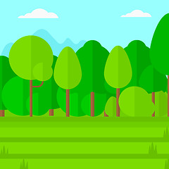 Image showing Background of green lawn with trees.