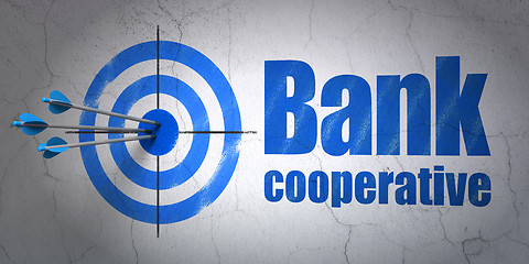 Image showing Banking concept: target and Bank Cooperative on wall background