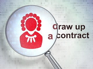 Image showing Law concept: Judge and Draw up A contract with optical glass