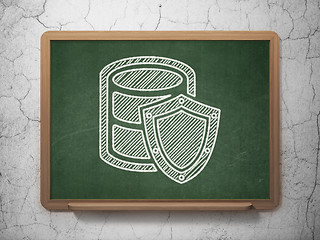 Image showing Programming concept: Database With Shield on chalkboard background