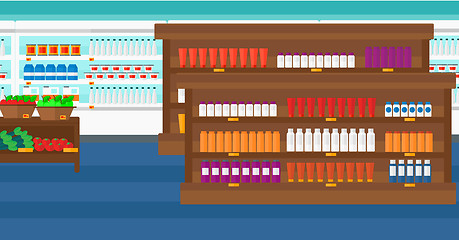 Image showing Background of supermarket shelves.