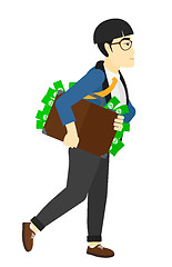 Image showing Man with suitcase full of money.