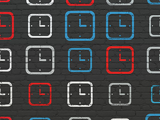 Image showing Time concept: Watch icons on wall background