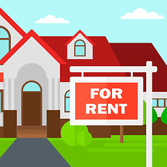 Image showing Background of house with for rent real estate sign.