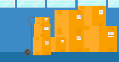 Image showing Background of cardboard boxes in warehouse.