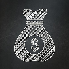 Image showing Finance concept: Money Bag on chalkboard background