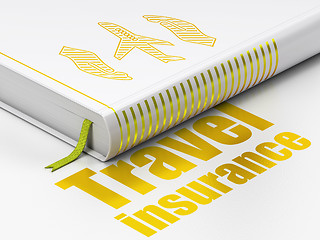 Image showing Insurance concept: book Airplane And Palm, Travel Insurance on white background