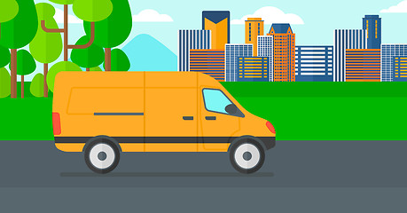 Image showing Background of the city with delivery truck.