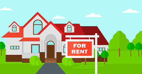 Image showing Background of house with for rent real estate sign.