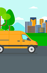 Image showing Background of the city with delivery truck.