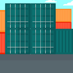 Image showing Background of shipping containers in port.