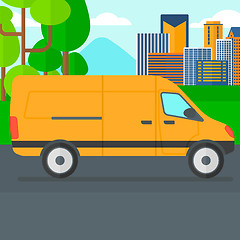 Image showing Background of the city with delivery truck.