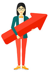 Image showing Successful business woman with arrow up.