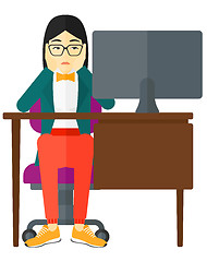 Image showing Tired employee sitting in office.