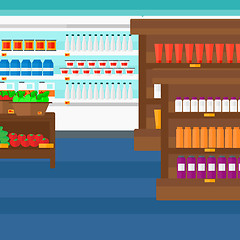 Image showing Background of supermarket shelves.