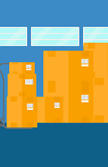 Image showing Background of cardboard boxes in warehouse.