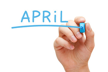 Image showing April Hand Blue Marker