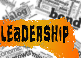 Image showing Word cloud with leadership word on yellow and red banner