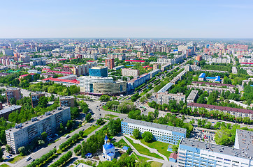 Image showing Aerial view onto univercity on crossroad. Tyumen. Russia