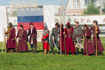 Image showing Reenactors in 18th century russian army uniform