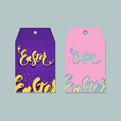 Image showing Set of Easter tags. Vector labels design.