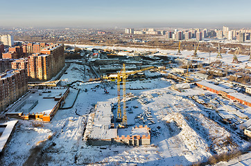 Image showing Construction site near river port in Tyumen.Russia