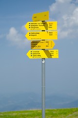 Image showing Direction signs in the Alps