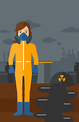 Image showing Woman in protective chemical suit.