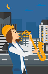 Image showing Woman playing saxophone.