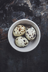 Image showing Quail eggs in the bowl