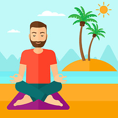 Image showing Man meditating in lotus pose.