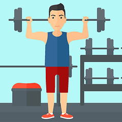 Image showing Man lifting barbell.