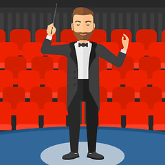 Image showing Conductor directing with baton.