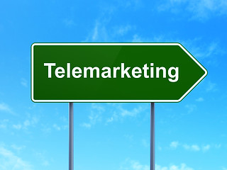 Image showing Marketing concept: Telemarketing on road sign background