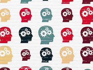 Image showing Business concept: Head With Gears icons on wall background