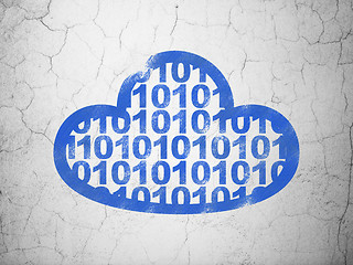 Image showing Cloud computing concept: Cloud With Code on wall background