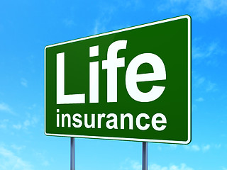 Image showing Insurance concept: Life Insurance on road sign background