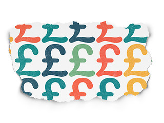 Image showing Currency concept: Pound icons on Torn Paper background