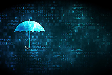 Image showing Security concept: Umbrella on digital background