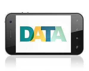 Image showing Data concept: Smartphone with Data on  display
