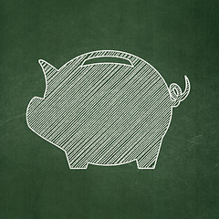 Image showing Money concept: Money Box on chalkboard background