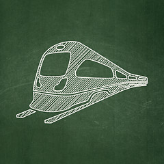 Image showing Travel concept: Train on chalkboard background