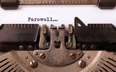 Image showing Farewell typed words on a Vintage Typewriter