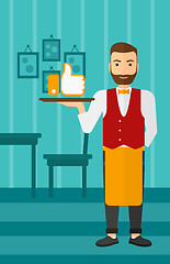 Image showing Waiter with like button.