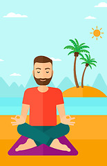 Image showing Man meditating in lotus pose.