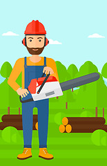 Image showing Lumberjack with chainsaw.