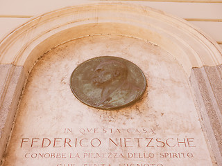 Image showing Nietzsche memorial plaque in Turin vintage