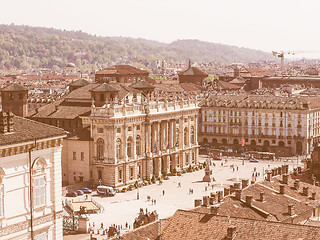 Image showing Retro looking Piazza Castello Turin