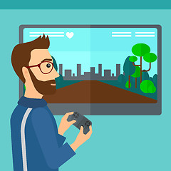 Image showing Man playing video game.