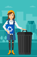 Image showing Woman with recycle bins.